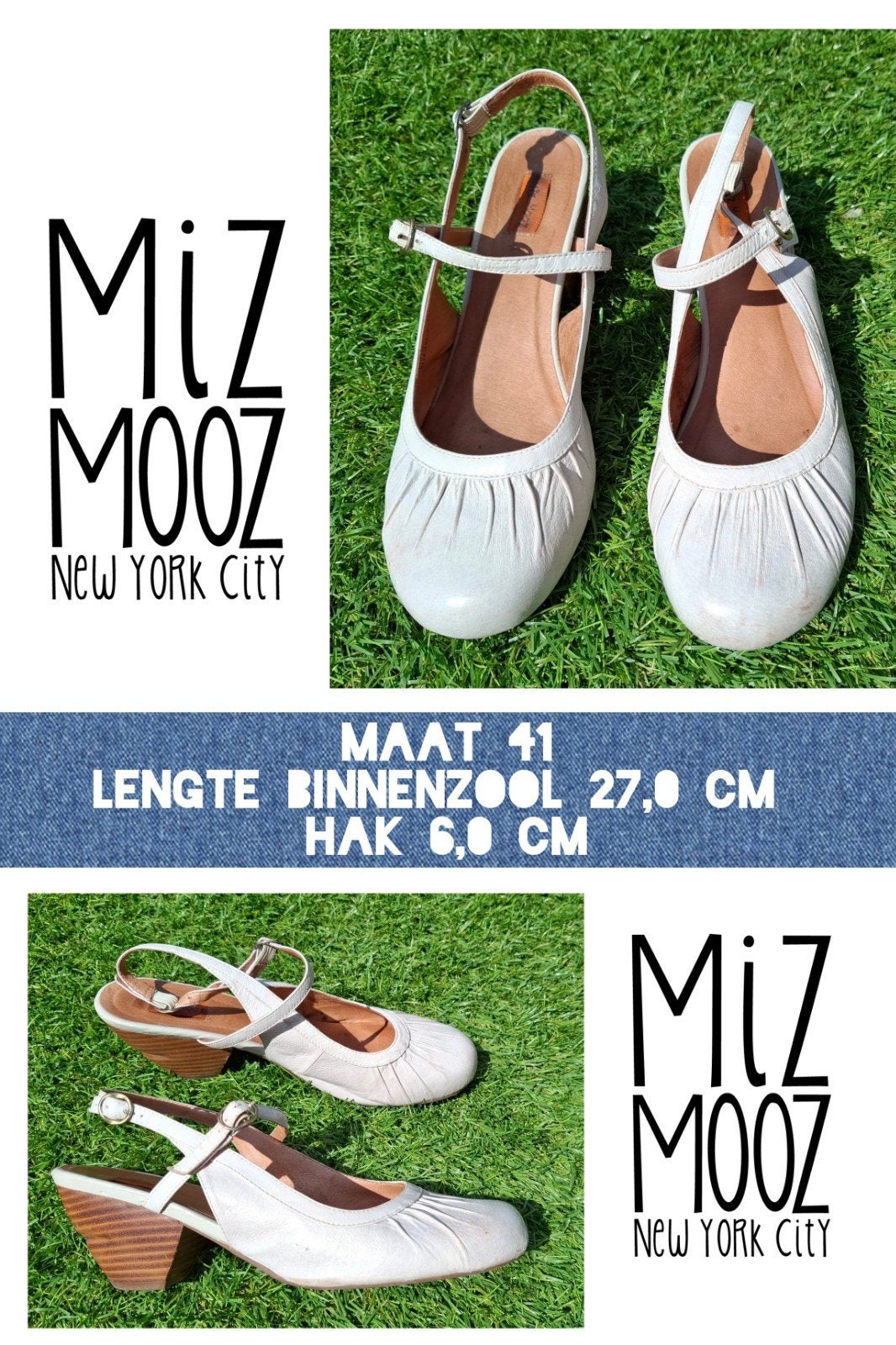 Miz Mooz slingbacks wit, maat 41, Kleding | Dames, Schoenen, Miz Mooz, Pumps, Verzenden, Wit