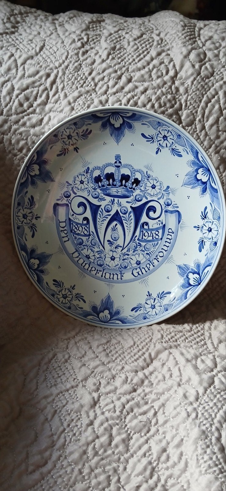 wandbord t.g.v. regeringsjubileum Koningin Wilhelmina, Antiek en Kunst, Ophalen of Verzenden