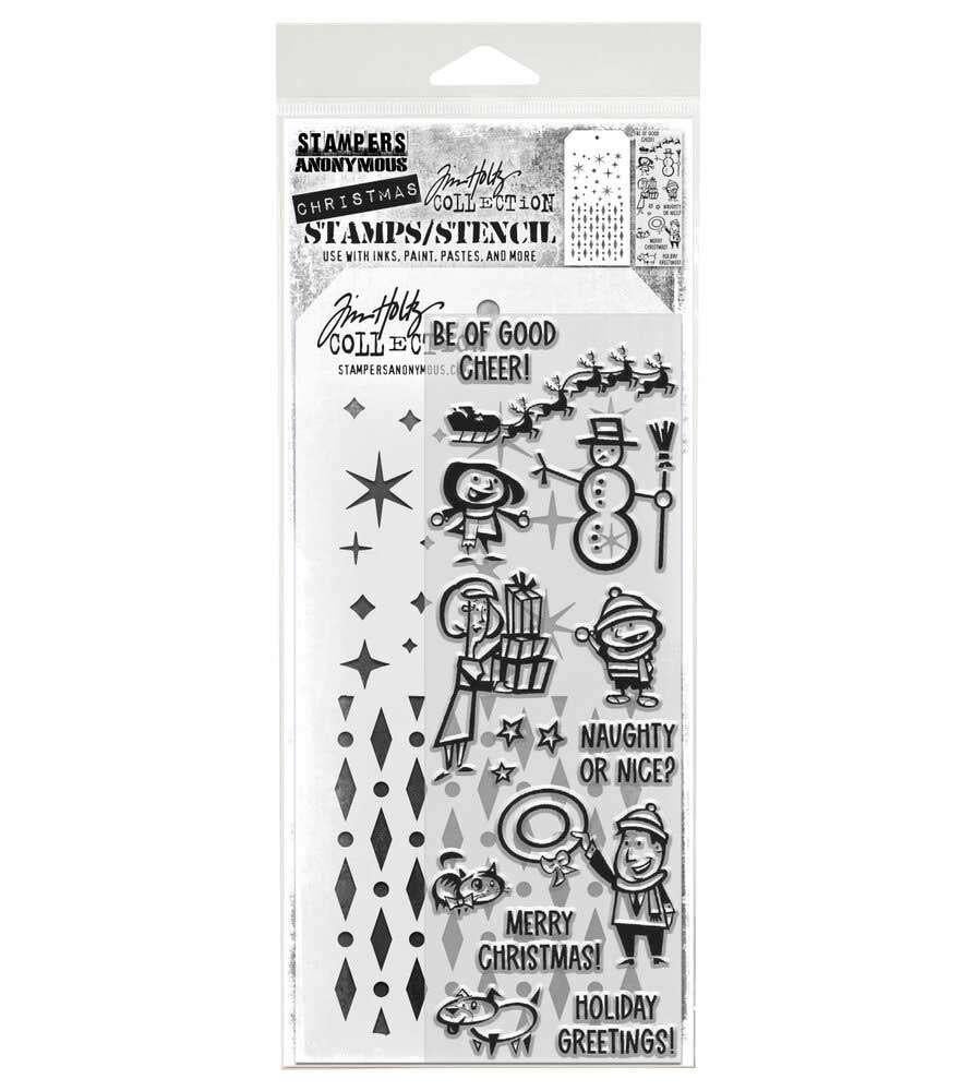 Stampers Anonymous Tim Holtz Stamps + Stencil Set #186, Hobby en Vrije tijd, Verzenden, Nieuw, Clearstamp