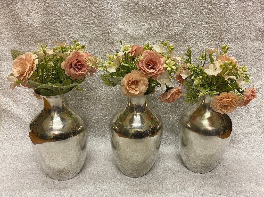 3 mooie verzilver vaasjes, Overige materialen, Ophalen of Verzenden, Zo goed als nieuw, Geschikt voor droogbloemen