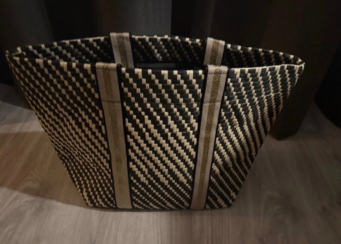 Nieuwe tas 40x30 - Zwart/Beige Shopper, Verzenden, Nieuw, Zwart, Shopper