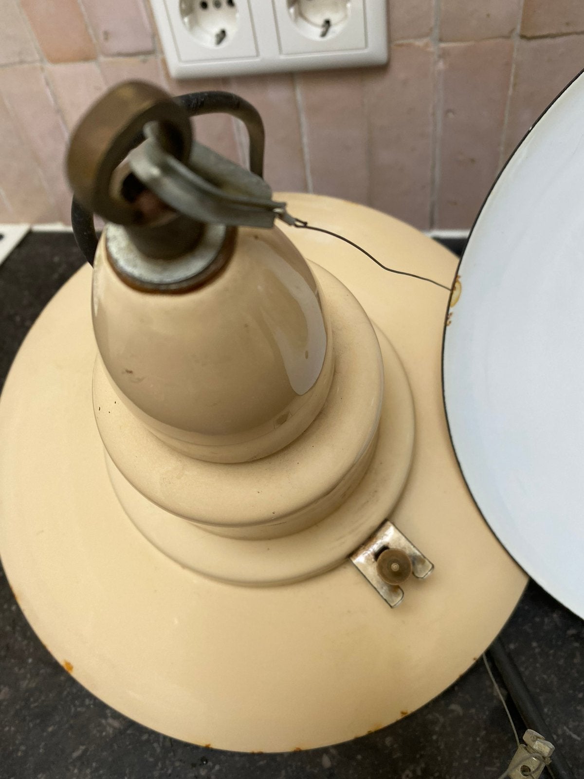 Vintage Happy Light Uccello Plafondlamp met Patina Look, Ophalen of Verzenden, Gebruikt, Metaal, Minder dan 50 cm
