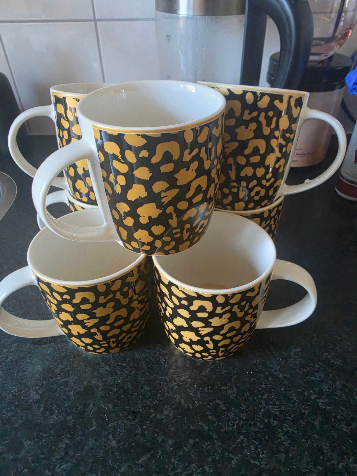 leopard mokken 7x, Ophalen of Verzenden, Aardewerk, Overige stijlen, Kop(pen) en/of Schotel(s)