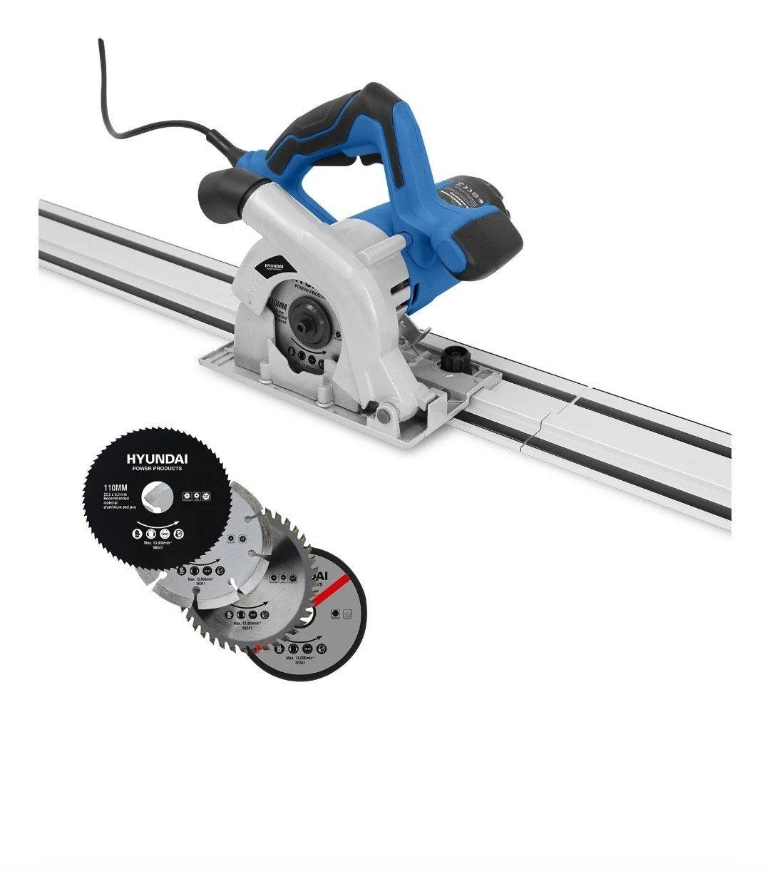 Hyundai 1050W Invalzaag met Rail - Nauwkeurig Zagen, Minder dan 30 mm, Invalzaag, Nieuw, 600 tot 1200 watt