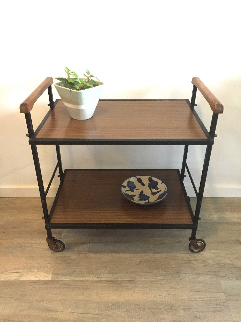 serveerwagen, serveertrolley, sidetable, vintage jaren ‘60, Overige materialen, Gebruikt, Ophalen of Verzenden, Minimalistisch