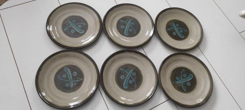 Vintage melamine servies ovaal groen blauw Japan, Ophalen of Verzenden, Gebruikt