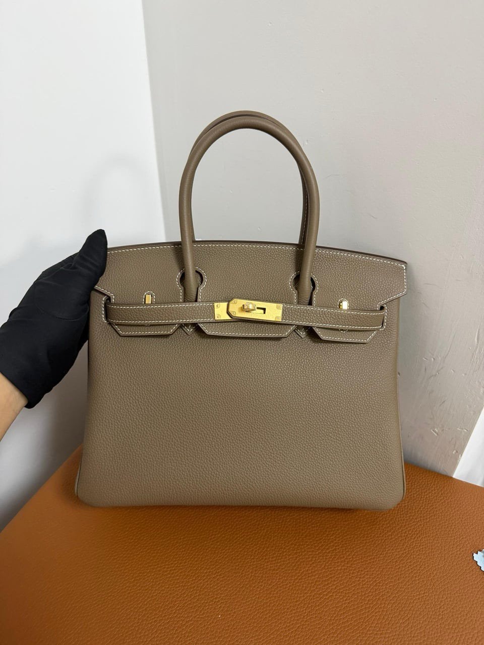 Hermes birkin 30 | taupe | goud, Ophalen of Verzenden, Zo goed als nieuw, Handtas