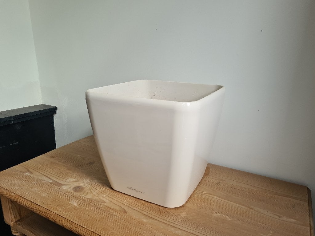 Plantenpot bloempot wit kunststof 35 x 35 cm merk Lechuza, 25 tot 40 cm, Kunststof, Gebruikt, Vierkant