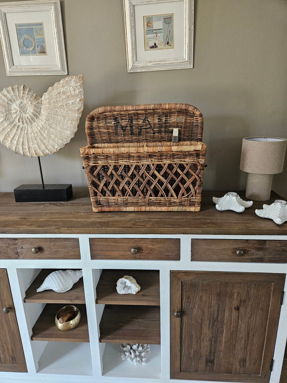 Riviera Maison Mail Mand - Zo goed als nieuw, Huis en Inrichting, Woonaccessoires | Overige, Ophalen, Natuurlijk materiaal, Bruin
