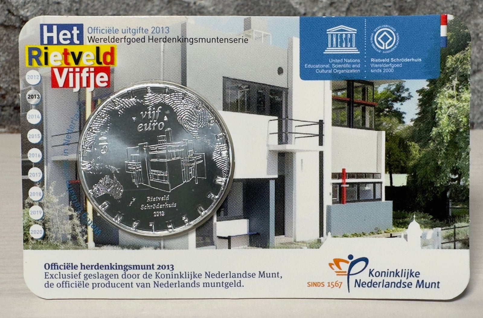 Het Rietveld vijfje UNC Coincard, Ophalen of Verzenden, Koningin Beatrix, Euro's