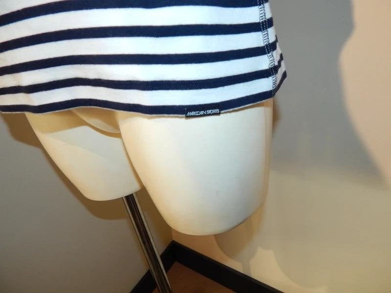 Marccain basis top zwart wit gestreept turquoise accent N6, Maat 42/44 (L), Zo goed als nieuw, Zonder mouw, Marccain