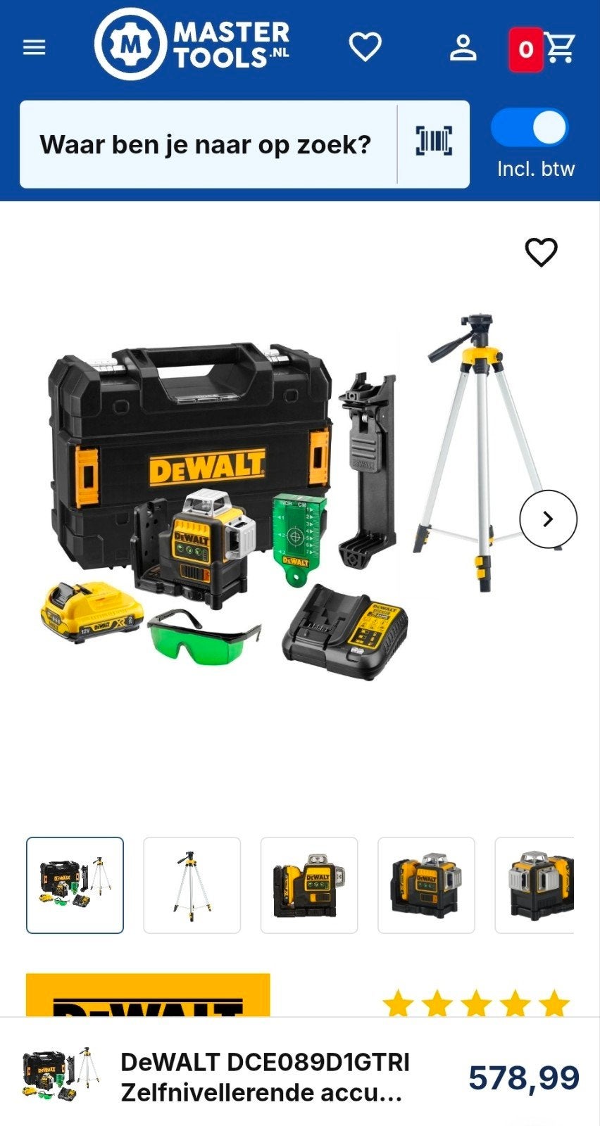 DeWALT DCE089D1GTRI Zelfnivellerende accu kruislijnlaser