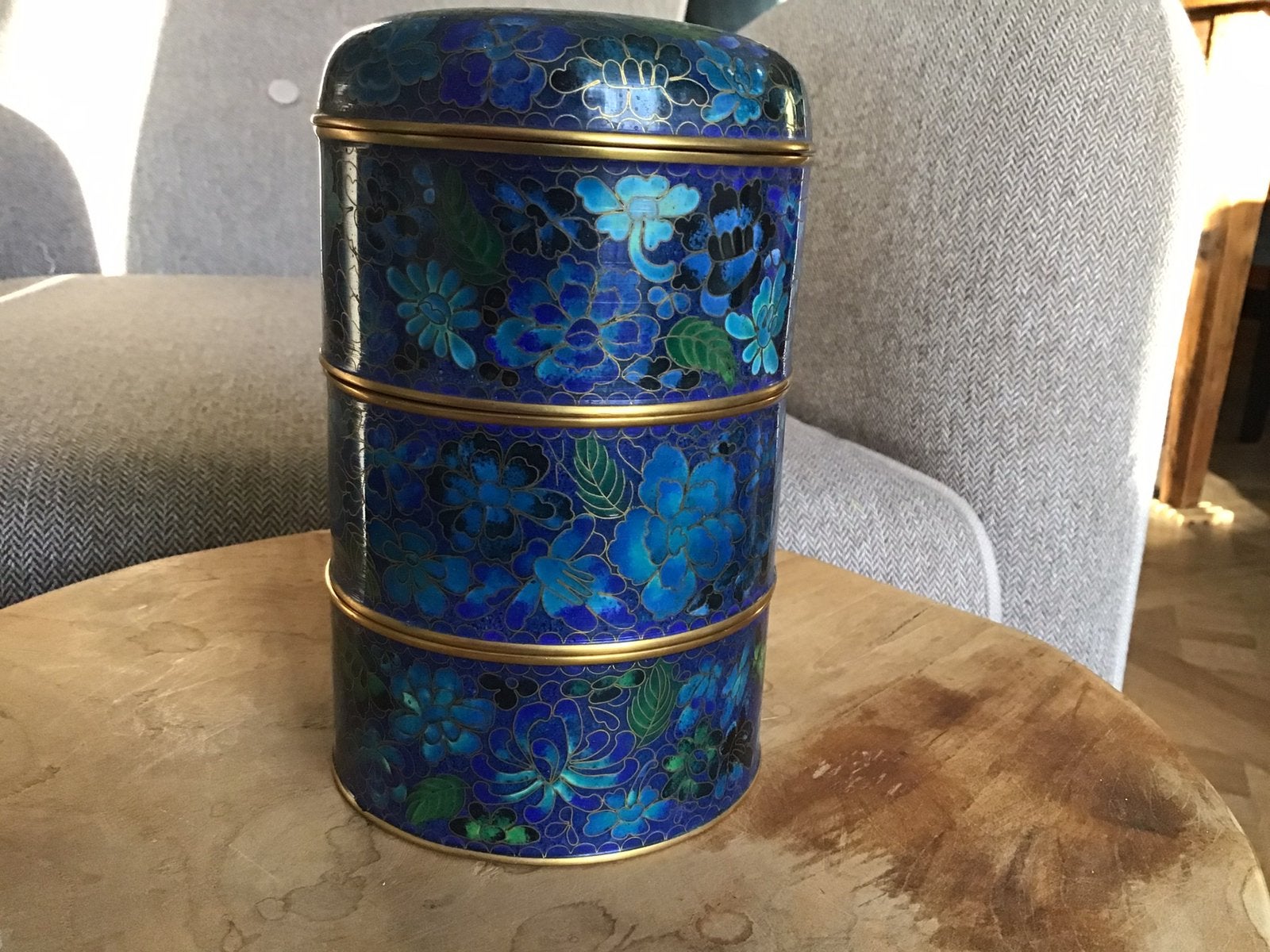 Cloisoné pot,chineese cloisoné vaas,4 delig cloisoné set,, Ophalen of Verzenden