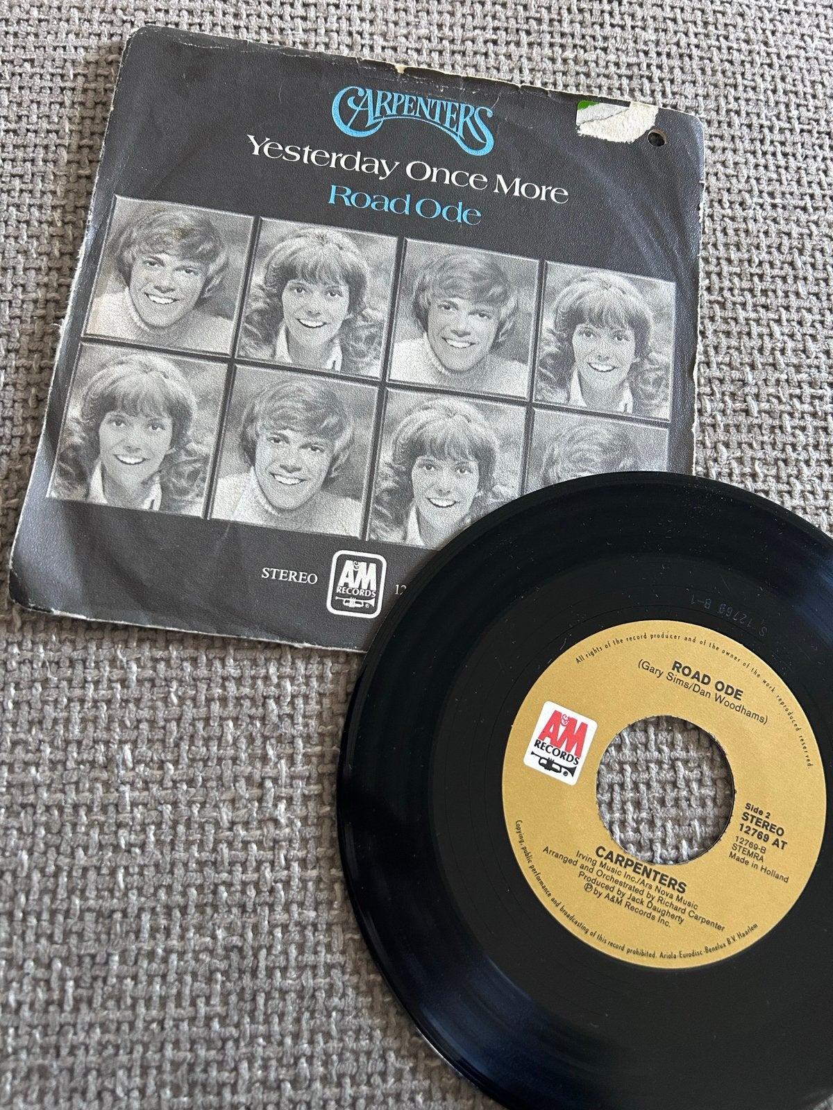 Carpenters - Yesterday Once More / Road Ode vinyl single, Cd's en Dvd's, Vinyl Singles, Originele persing, 7 inch, Single, Ophalen of Verzenden