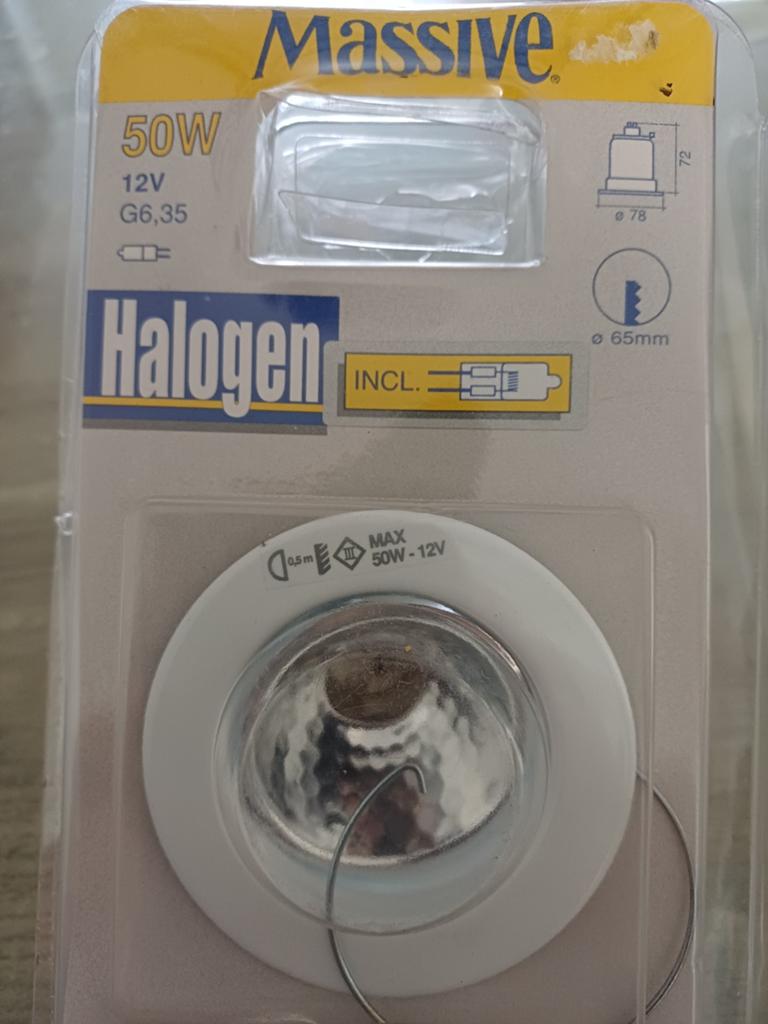 15x Massive Inbouwspots Wit 12V Halogeen 50W G6.35, 30 tot 60 watt, Halogeen (gloei)lamp, Nieuw, Bipin of Steekvoet