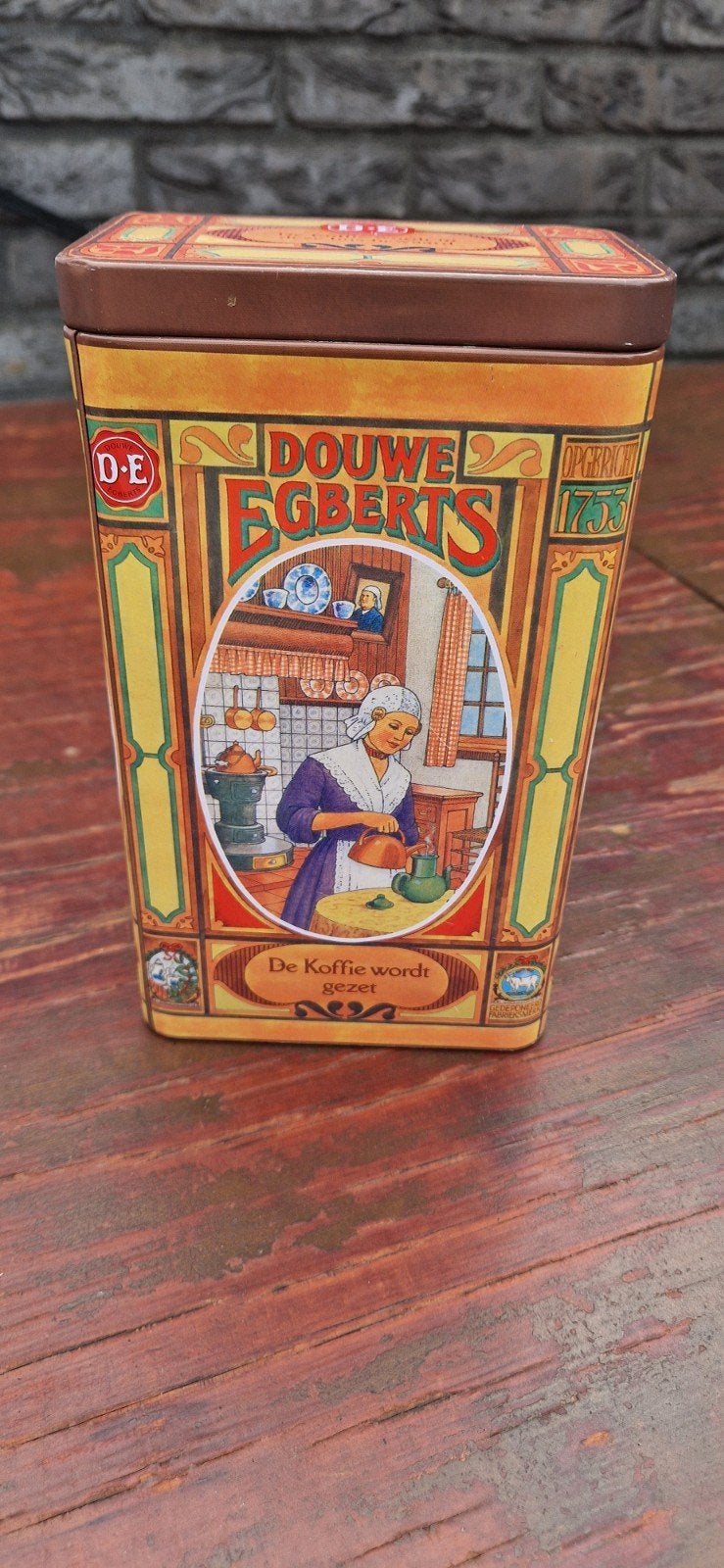 Vintage Douwe Egberts Koffieblik - De Koffie wordt..., Verzamelen, Ophalen of Verzenden, Gebruikt, Koffie, Douwe Egberts