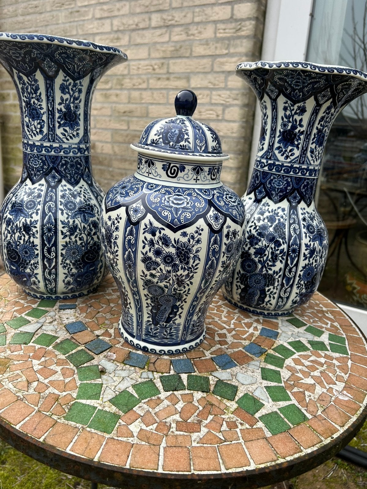 Kaststel 3 delig een pot 30 cm, 2 grote vazen 36 cm, Ophalen of Verzenden