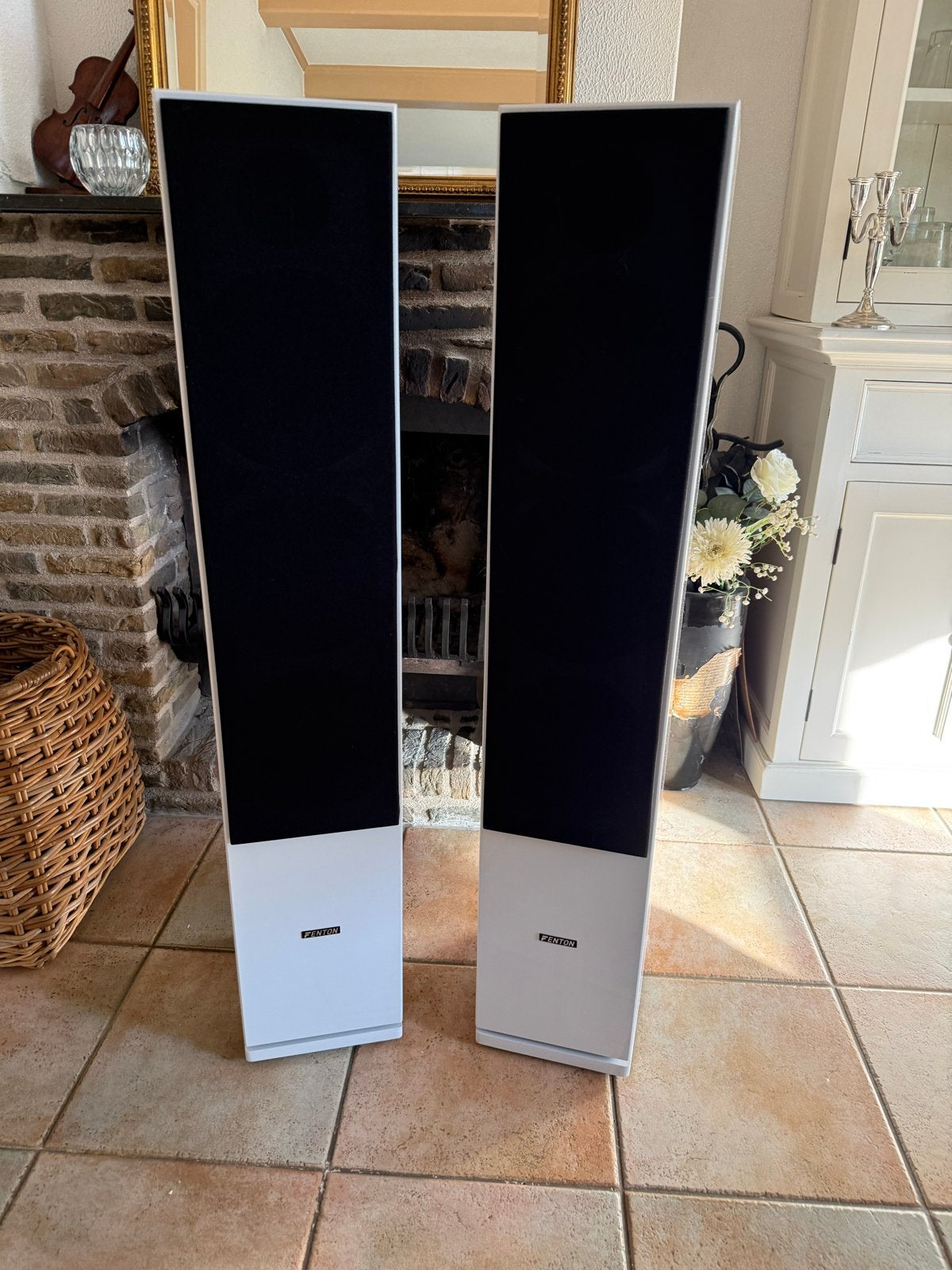 Fenton SHF80W Vloerstaande Hifi Speakerset - Wit, Vloerstaande luidspreker, Nieuw, Basreflex, Ophalen