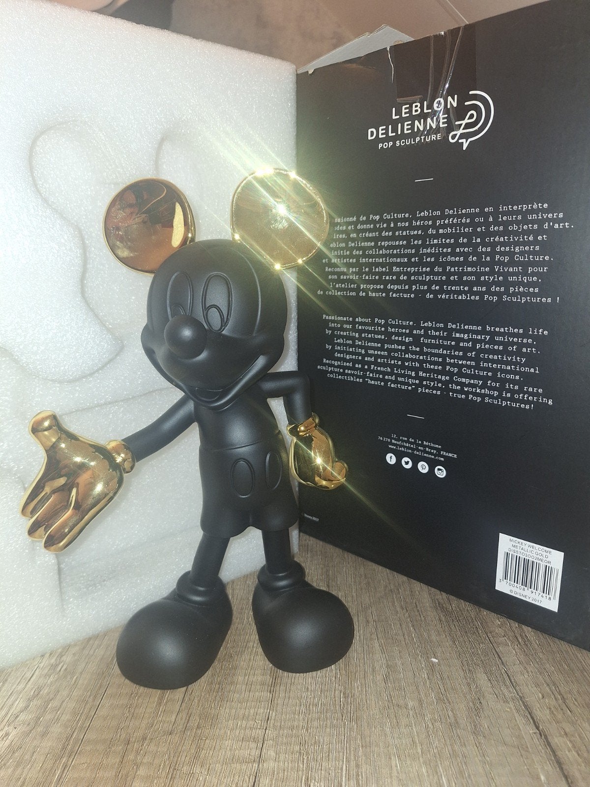 Leblon Delienne Mickey Mouse Pop Sculptuur Zwart Goud, Overige onderwerpen, Kunststof, Ophalen of Verzenden, Handgemaakt