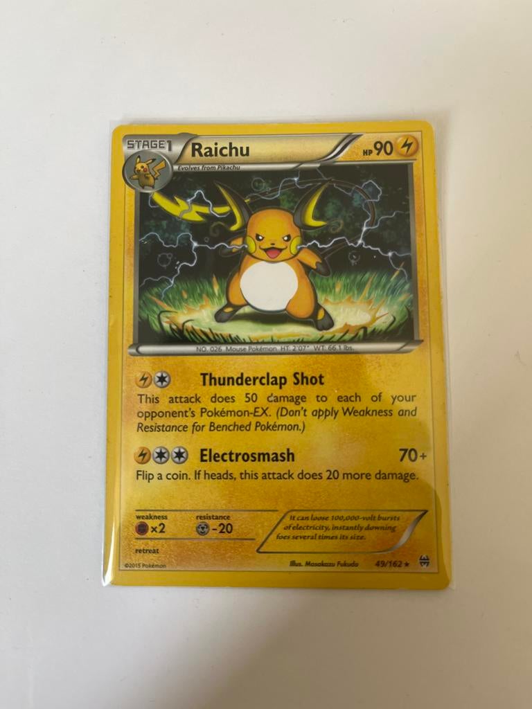 Pokemon kaart Raichu 49/162, Ophalen of Verzenden, Zo goed als nieuw, Losse kaart