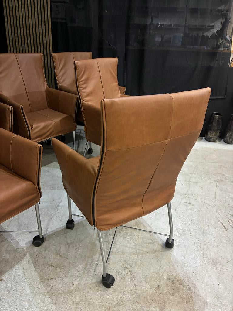 6 Montis Chaplin stoelen - Nieuw rancho leer, Ophalen, Bruin, ., Leer