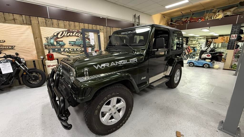 Jeep wrangler 1998 2.5l 4wd Groen hard en soft top, 450 kg, 118 pk, 2000 kg, 4 stoelen