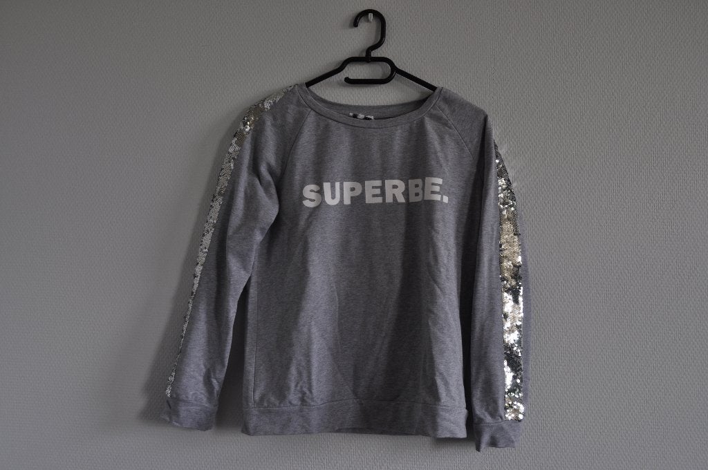 grijze trui met glitters, Maat 38/40 (M), Zo goed als nieuw, Grijs, Zoë love born