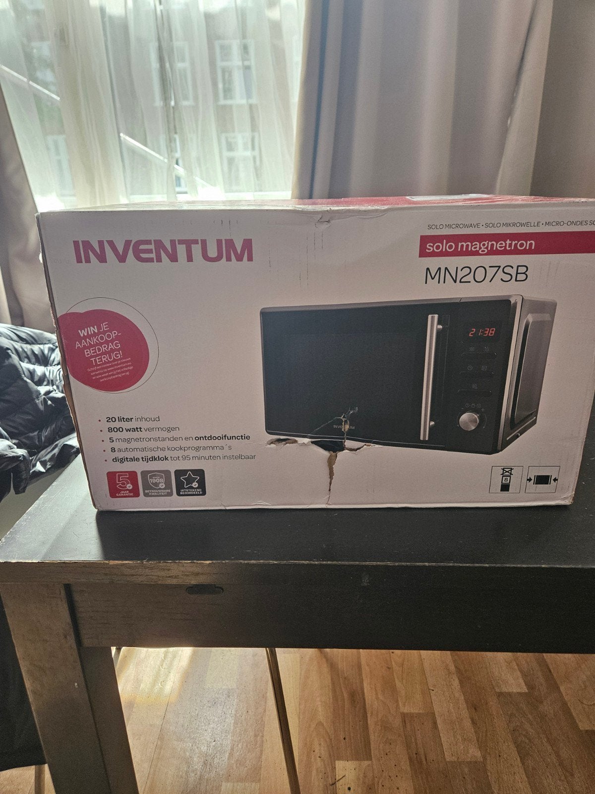 Inventum MN207SB Solo Magnetron - 20L, 800W, Zwart, Witgoed en Apparatuur, Magnetrons, Nieuw, Ophalen of Verzenden, Magnetron