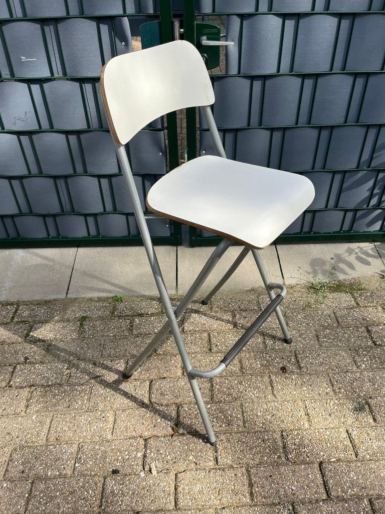 Opvouwbare barkruk - Kruk met rugleuning, Gebruikt, Met voetsteun, 60 tot 90 cm, Ophalen of Verzenden