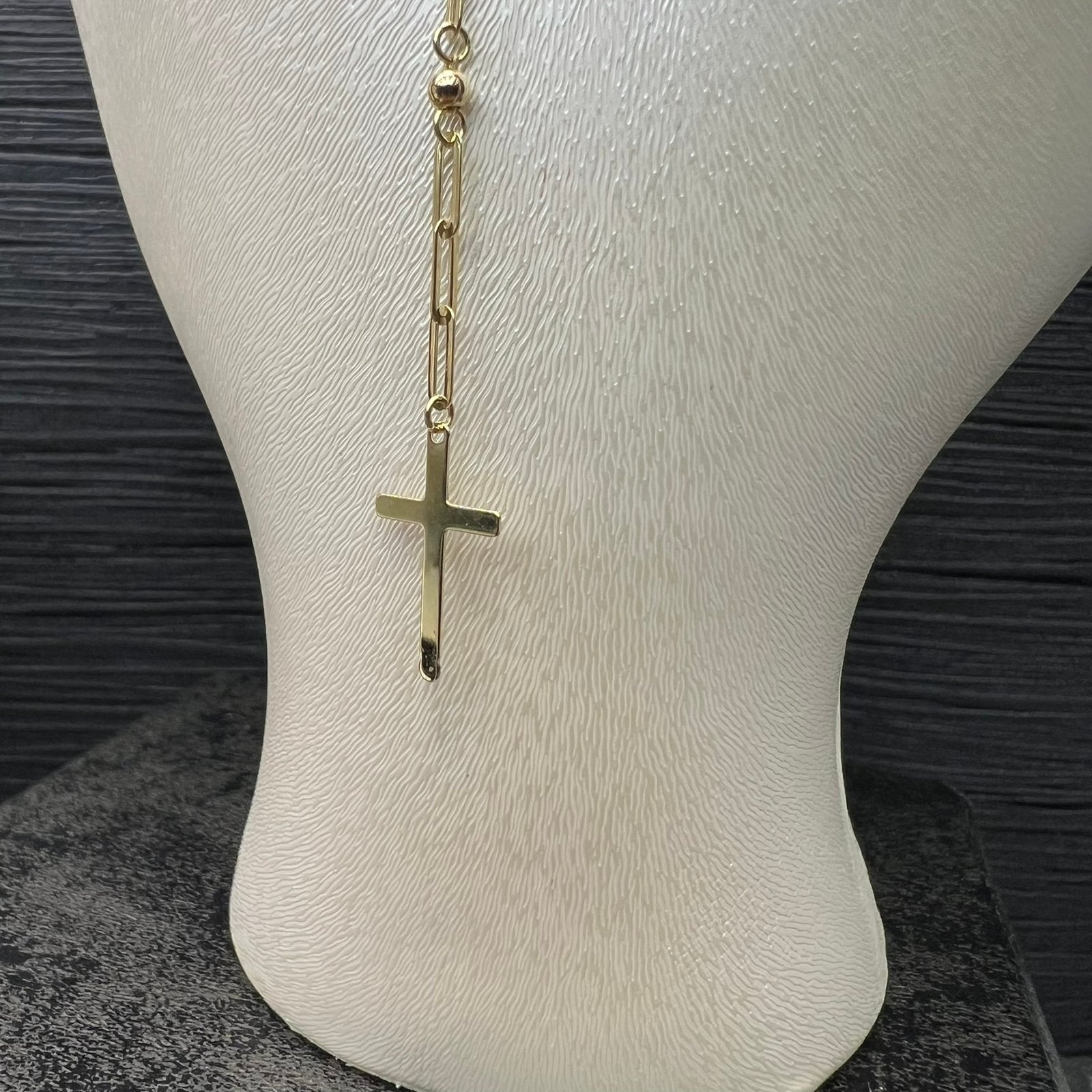 14 karaat gouden rozenkrans ketting nieuw kruis, Ophalen of Verzenden, Nieuw, Goud