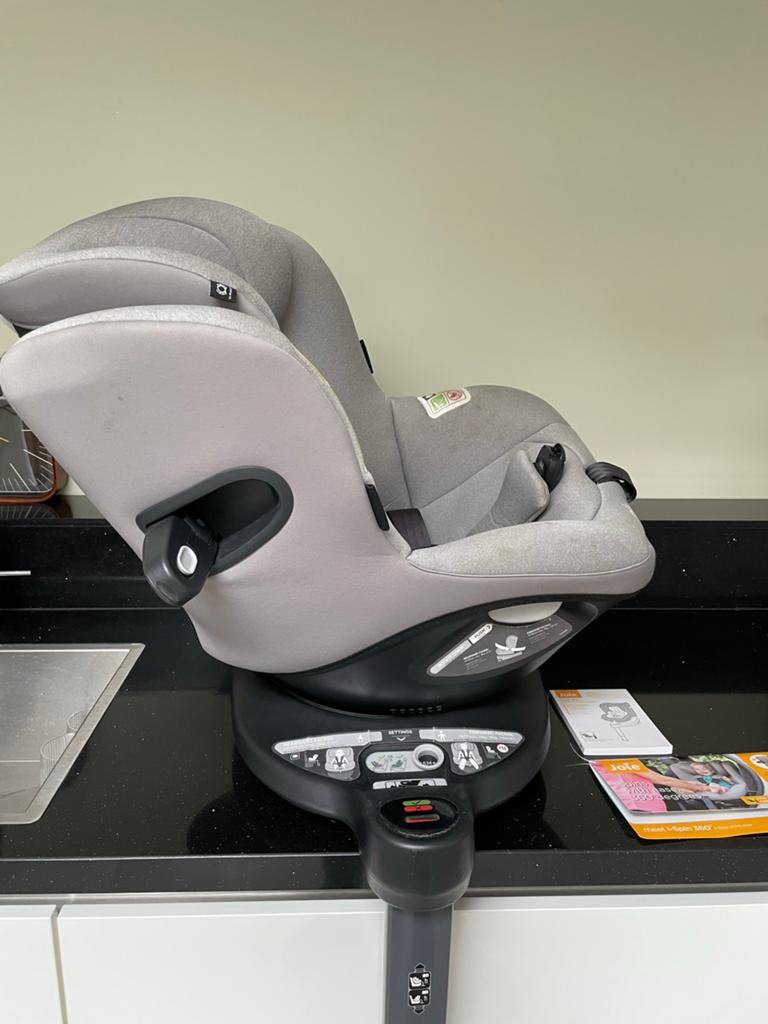 Joie I-Spin 360 Autostoeltje Gray Flannel, Gebruikt, 0 t/m 18 kg, Verstelbare rugleuning, Isofix