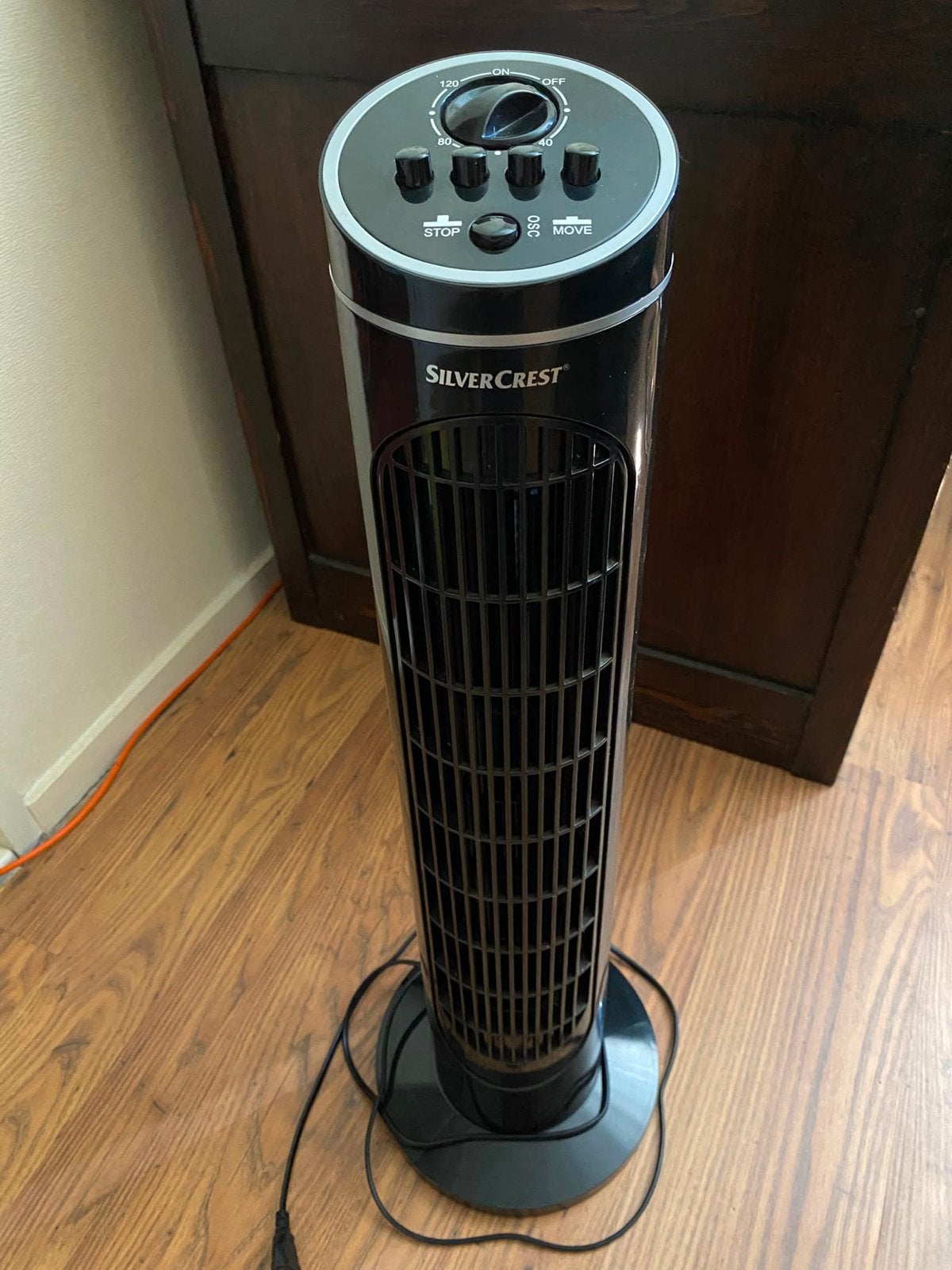 Ventilator 50W met zwenkfunctie en timer - Zwart, Witgoed en Apparatuur, Ventilatoren, Ophalen, Gebruikt, Torenventilator