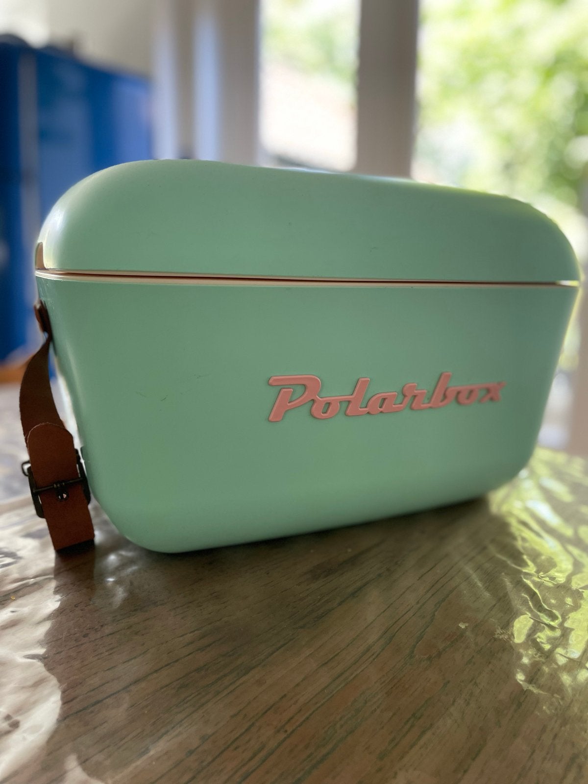 Polarbox Koelbox - Mintgroen met Roze Letters, Caravans en Kamperen, Koelboxen, Ophalen, Zo goed als nieuw, Koelbox, Koelelement