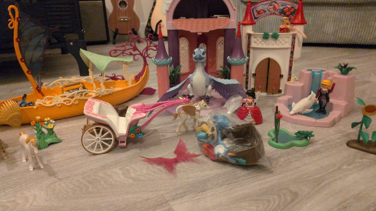 Playmobil diverse sets, feeënboot, kasteel, eenhoorn en zeem, Gebruikt, Complete set, Fantasy, Ophalen of Verzenden