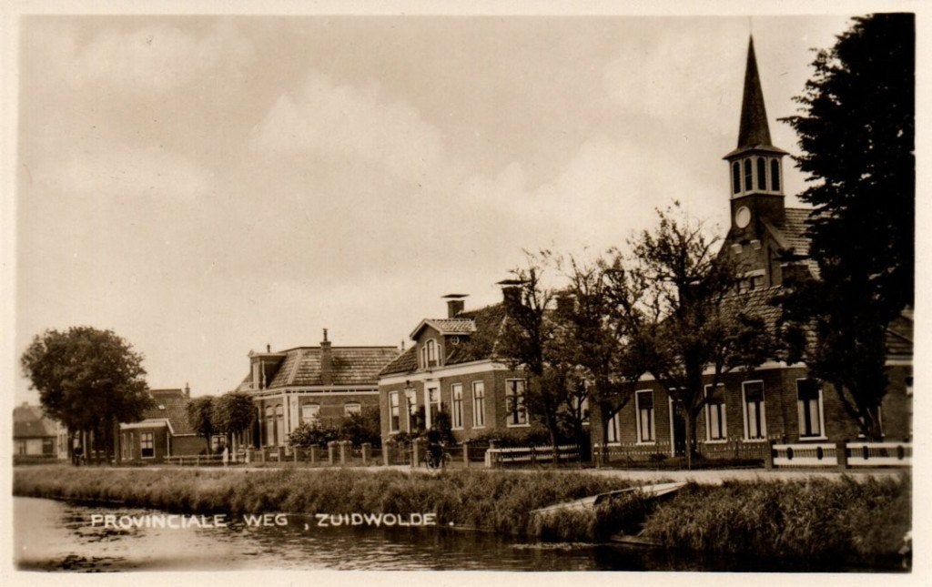 03 Zuidwolde Fotokaart Provinciale weg, Verzenden, 1920 tot 1940, Ongelopen, Groningen