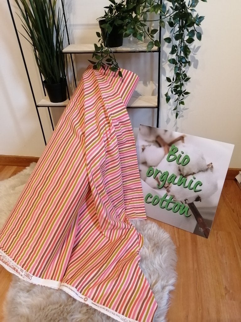 Outlet : coupon jersey stof met strepen, Meerkleurig, 120 cm of meer, Nieuw, Ophalen of Verzenden