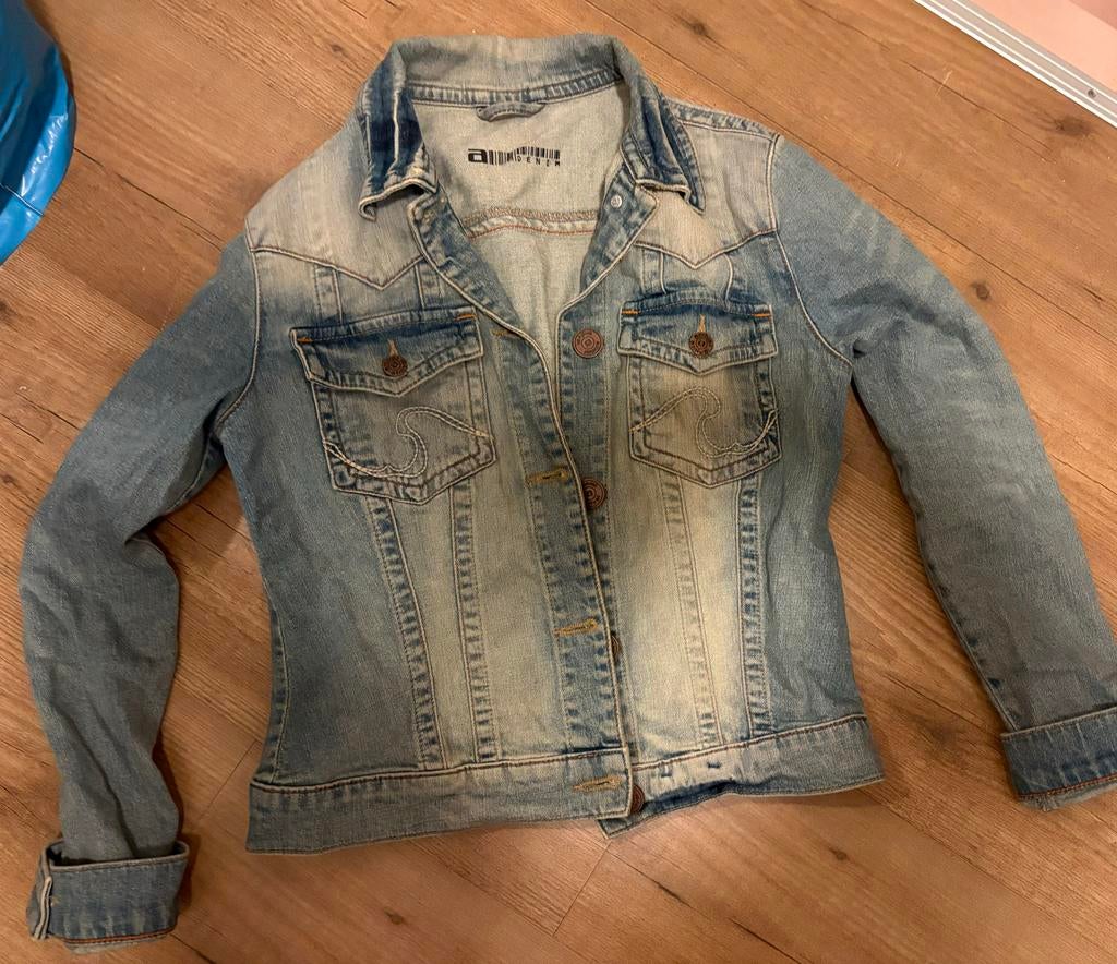Stoere spijkerjas van A-DENIM, maat S, Ophalen of Verzenden, Gedragen, Maat 36 (S), Blauw