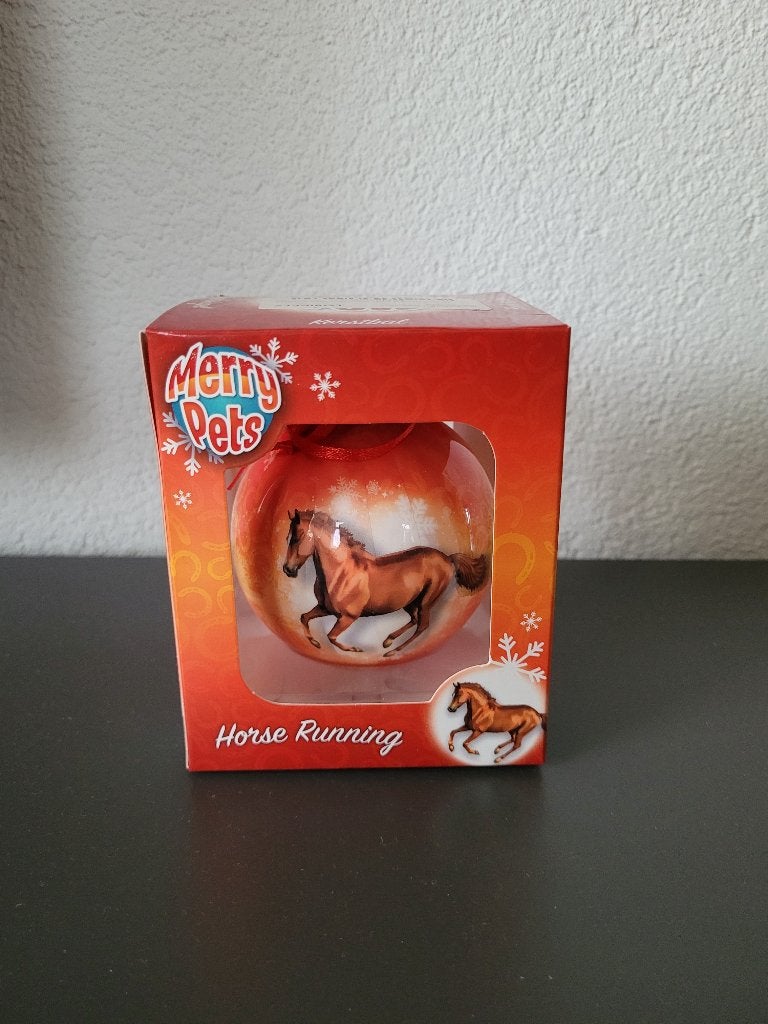 Kerstbal kerst kerstmis bal rood paard Merry Pets horse, Diversen, Kerst, Ophalen of Verzenden, Nieuw
