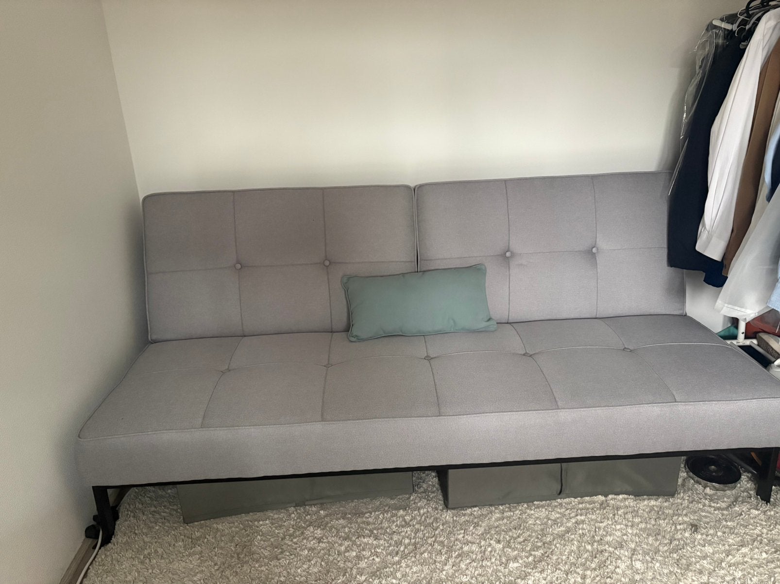 Slaapbank OREVAD lichtgrijze stof JYSK. Perfect condition., Ophalen, Zo goed als nieuw, Tweepersoons, 140 cm