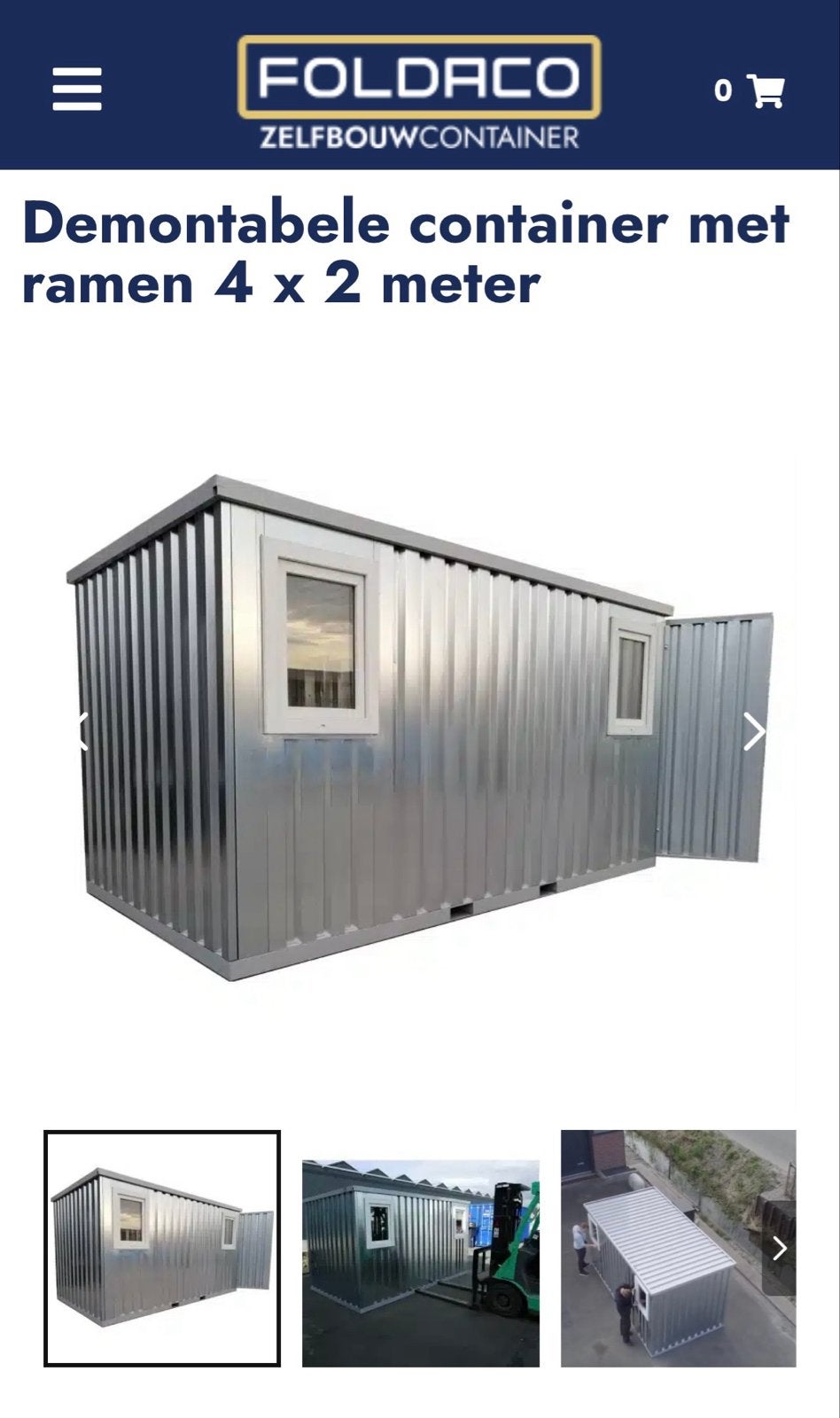 Container 382x207x209 met dubbele deur en ramen, Ophalen
