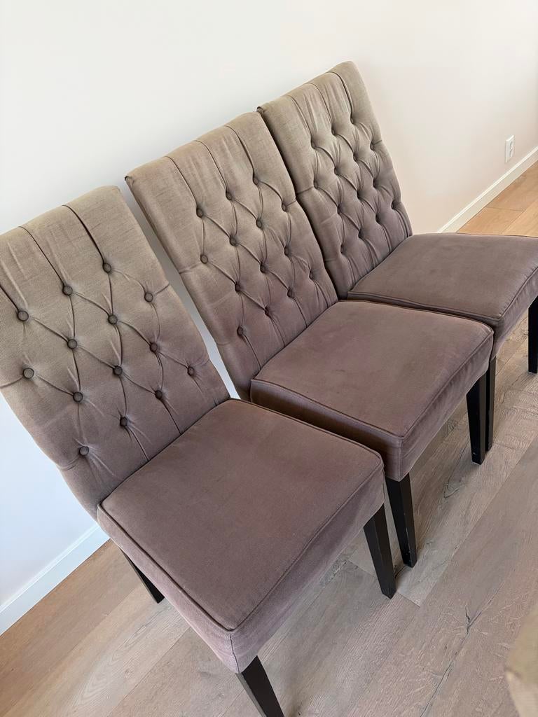 6 eetkamerstoelen, verkleurd, met hoes nog prima, Ophalen, Gebruikt, Eenpersoons, Minder dan 150 cm