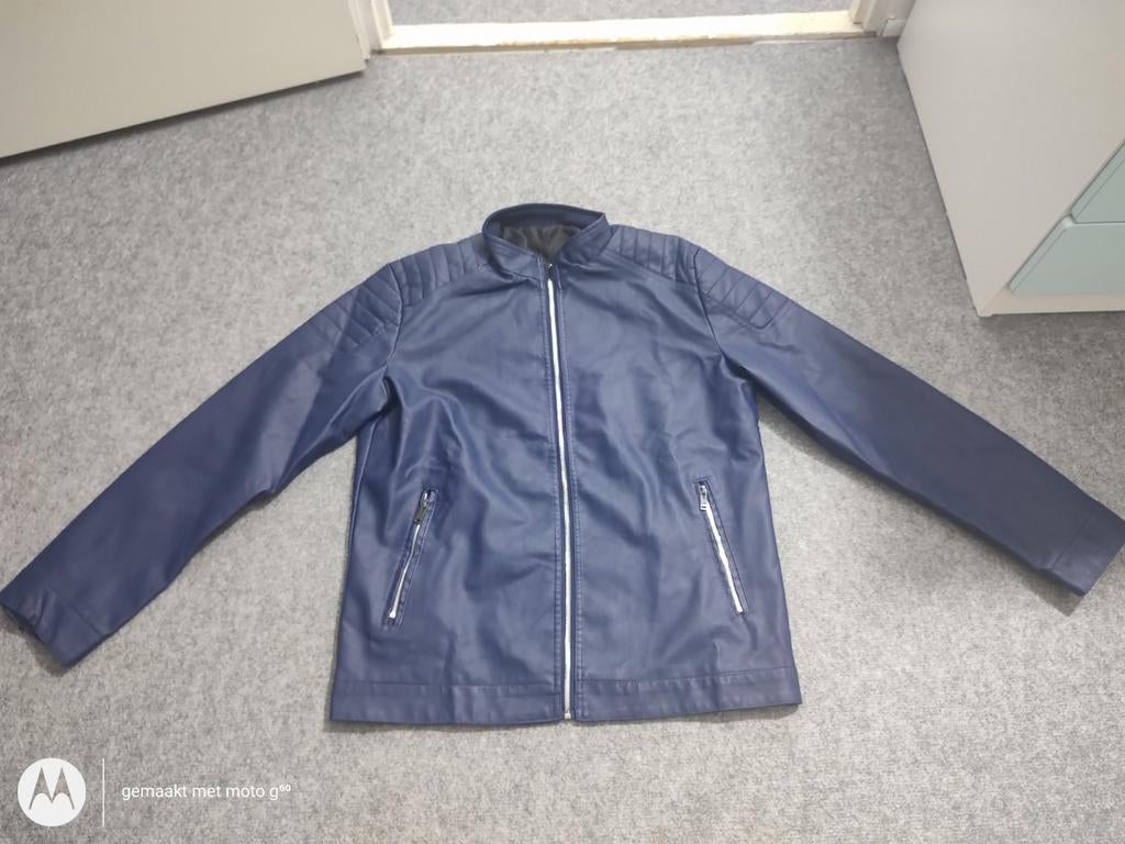 Heren Imitatie Leren Jas Maat L - Stijlvol & Comfortabel, Maat 52/54 (L), Onbekend, Blauw, Ophalen of Verzenden