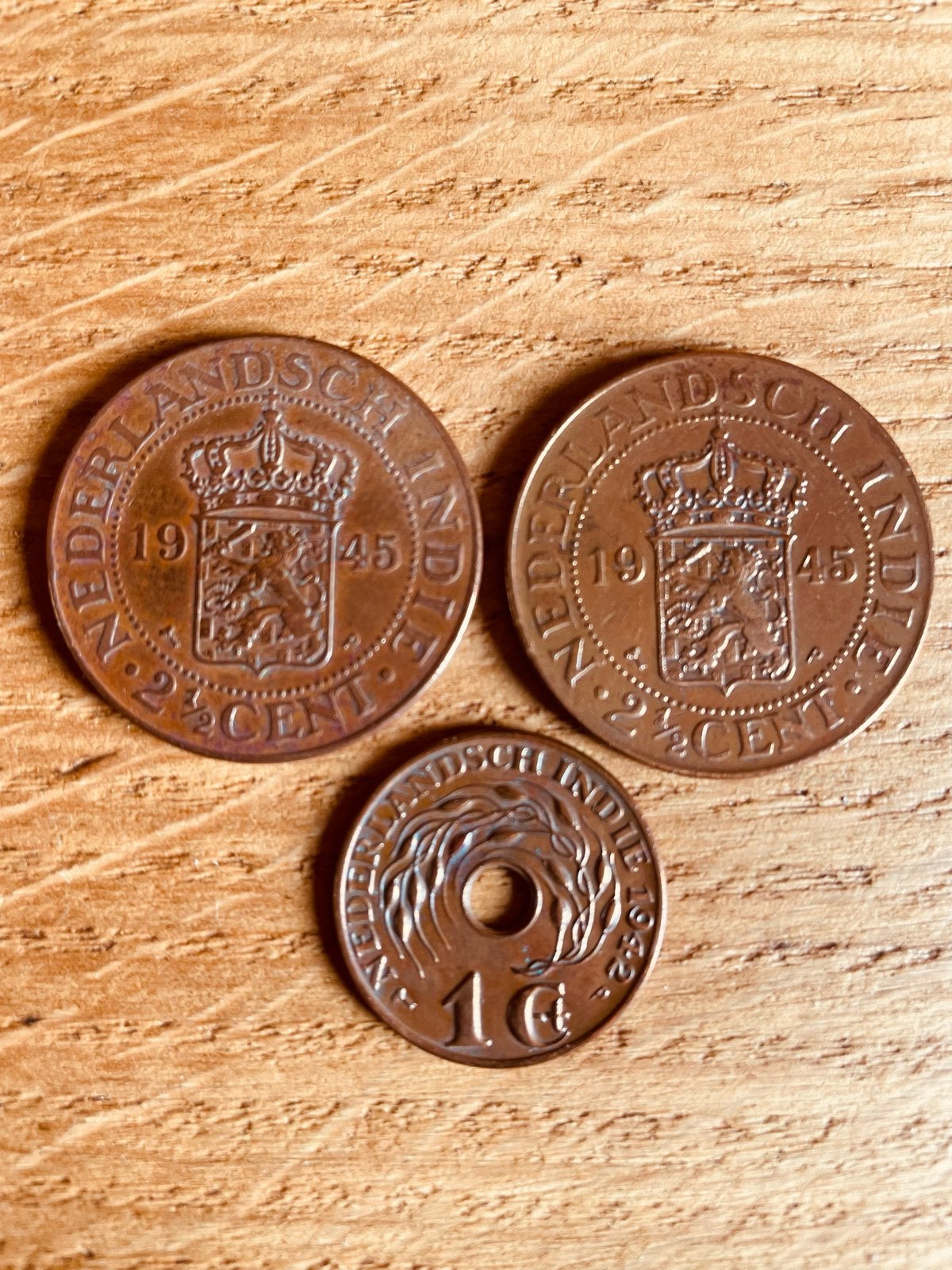 Setje van 3 munten Nederlands-Indië 1932-1945, Ophalen of Verzenden, Koningin Wilhelmina, Overige waardes, Setje