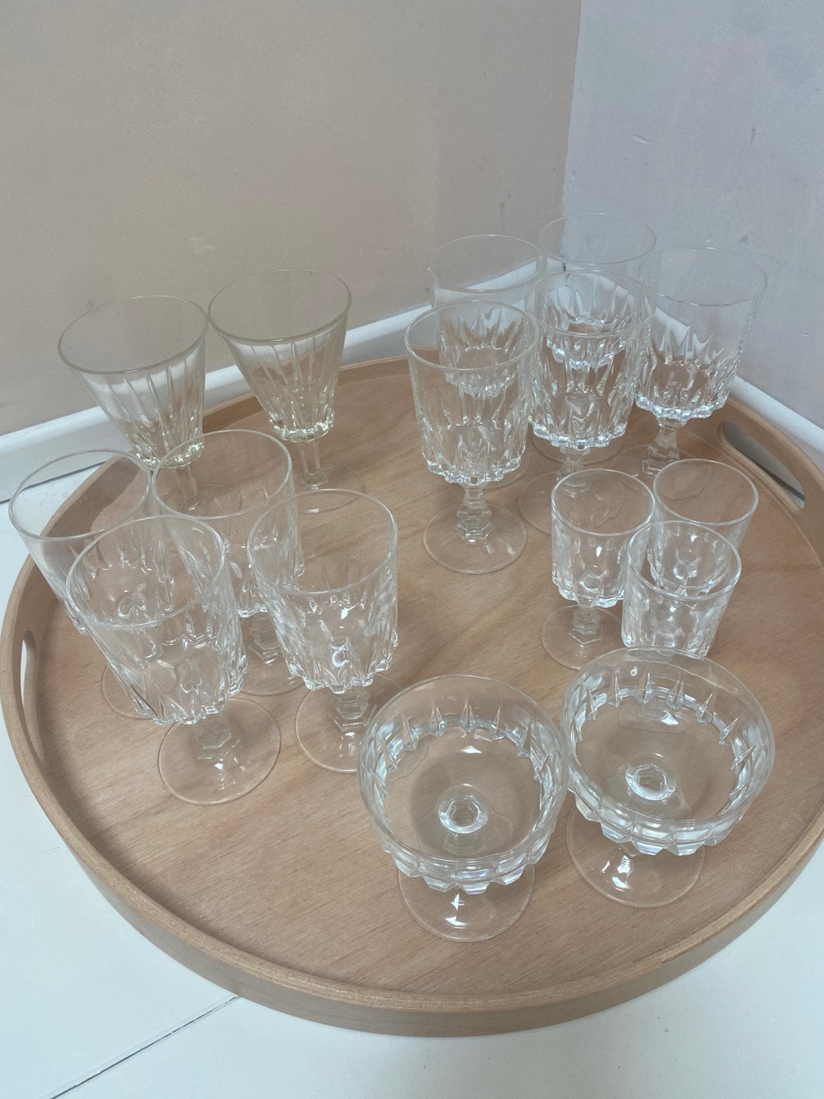 Set van 16 vintage kristallen glazen, Antiek en Kunst, Ophalen of Verzenden