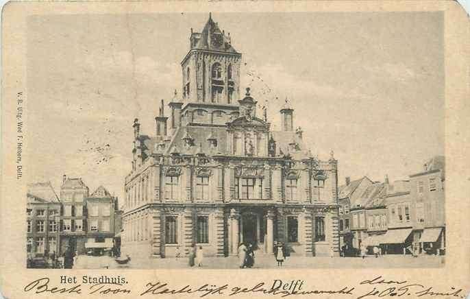 301-123-011 Delft Het Stadhuis, Verzenden, Voor 1920, Zuid-Holland