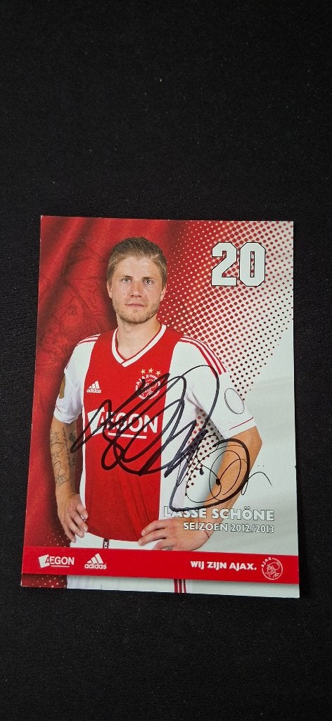 Spelerskaart met handtekening; Lasse Schone # Ajax NEC, Verzamelen, Ophalen of Verzenden, Nieuw, Ajax, Spelerskaart