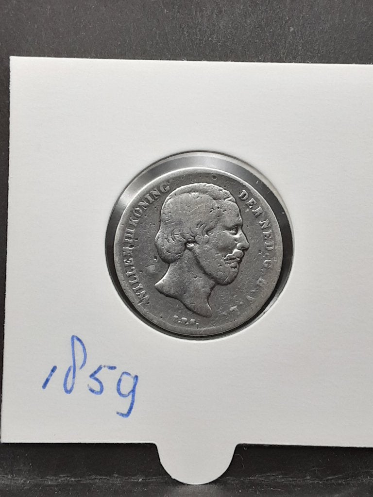 1/2 gulden 1859 Koning Willem III, ½ gulden, Koning Willem III, Verzenden, Zilver