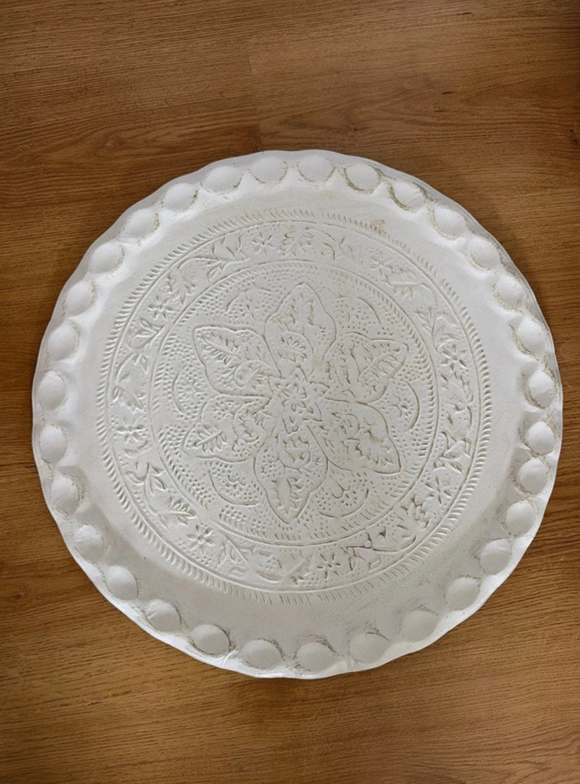 Groot rond metalen dienblad, doorsnede 46 cm, Huis en Inrichting, Ophalen of Verzenden, Zo goed als nieuw, Rond, Metaal