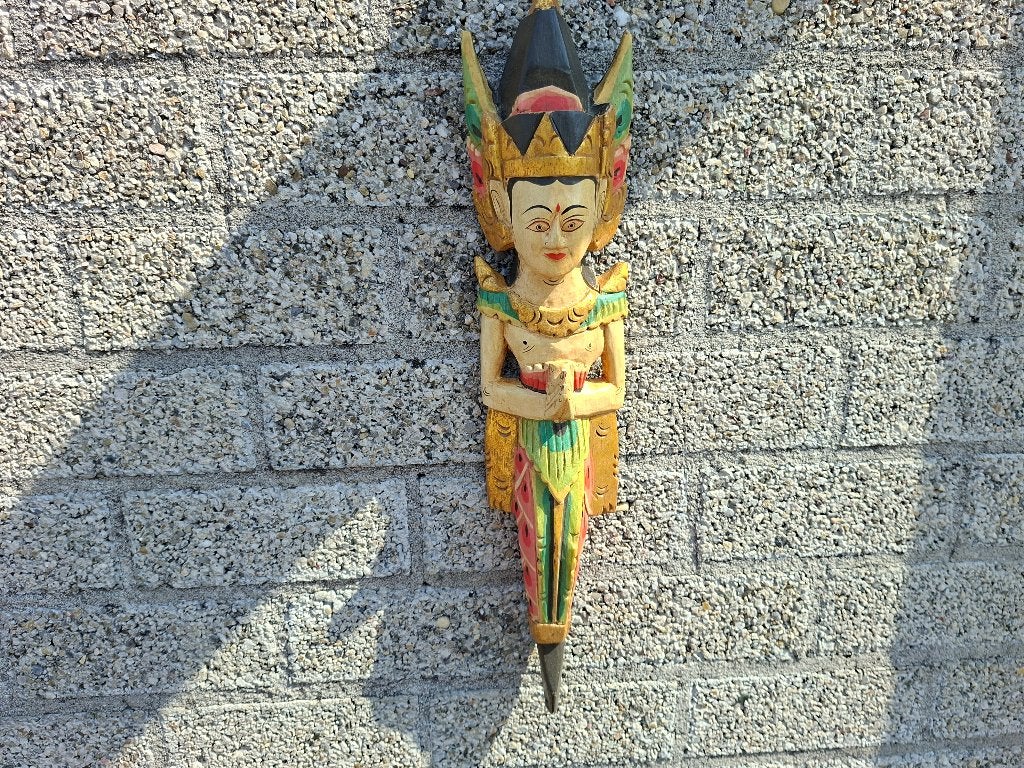 houtsnijwerk antiek handgemaakte hout wand decoratie beeld, Ophalen of Verzenden, Houtsnijwerk