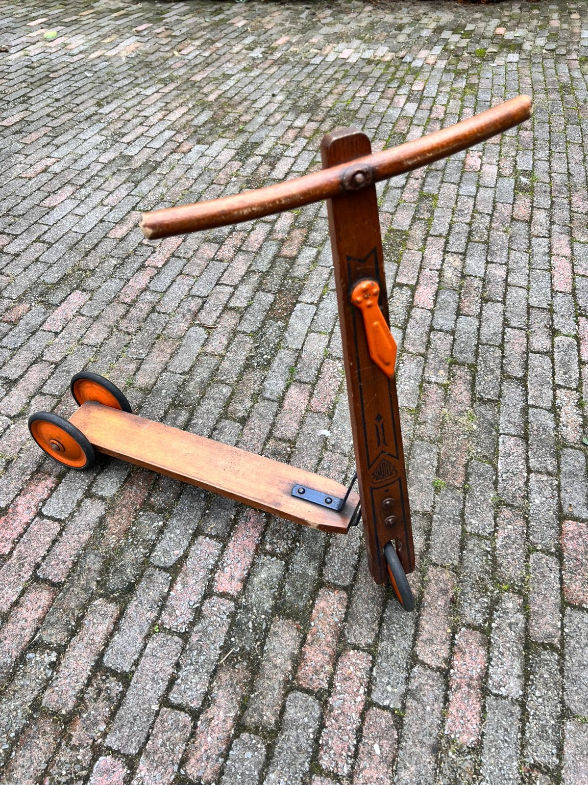 Vintage houten stepje, merk Hadee, Antiek en Kunst, Ophalen
